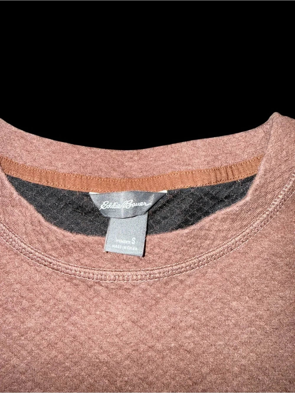 Eddie Bauer Men’s Small Textured Crewneck Sweatshirt Orange Long Sleeve Pullover